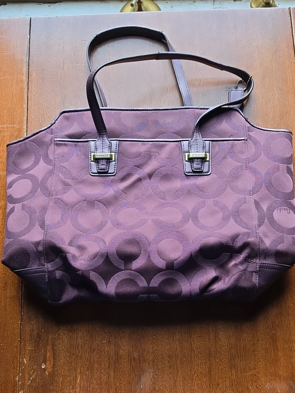 Coach Plum Signature Jacquard Tote